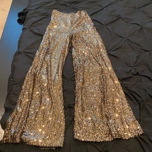 Gorgeous Gold sequence high waisted flares.
